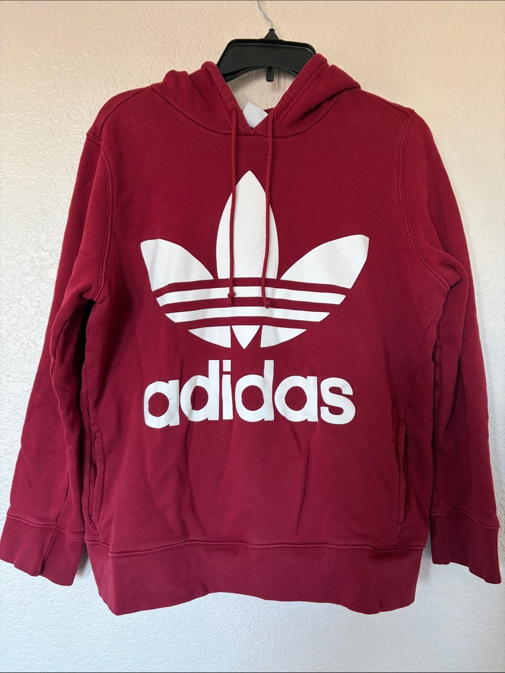 adidas Maroon Hoodie with White Trefoil Logo